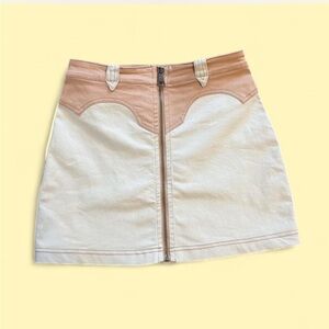 BDG Mini Skirt in Tan and Cream
